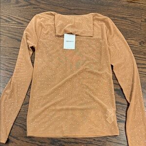 Forever 21 sheer Studded Long Sleeve Blouse